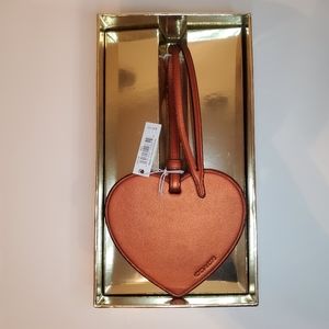 NTW ❤ COACH Metallic Brick Red Leather Bag Charm